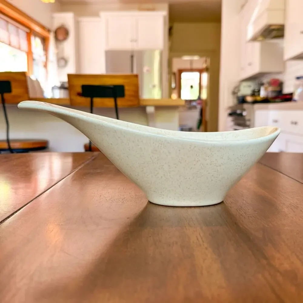 Metlox Poppytrail Mid Century Speckled Freeform Yellow Gravy Boat Serving Dish